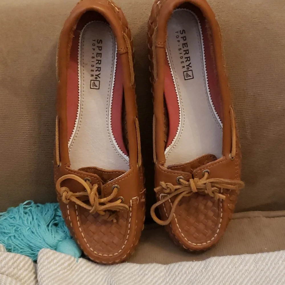 Sperry Women’s Topsiders Braided Woven Leather Loafers Flats Boat Shoe Brown 6.5 - Picture 6 of 9